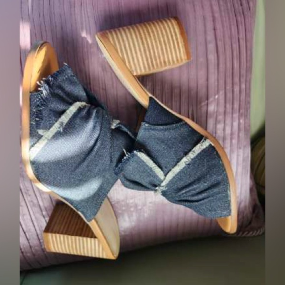 Nine West Denim Slide Sandals - Picture 3 of 4